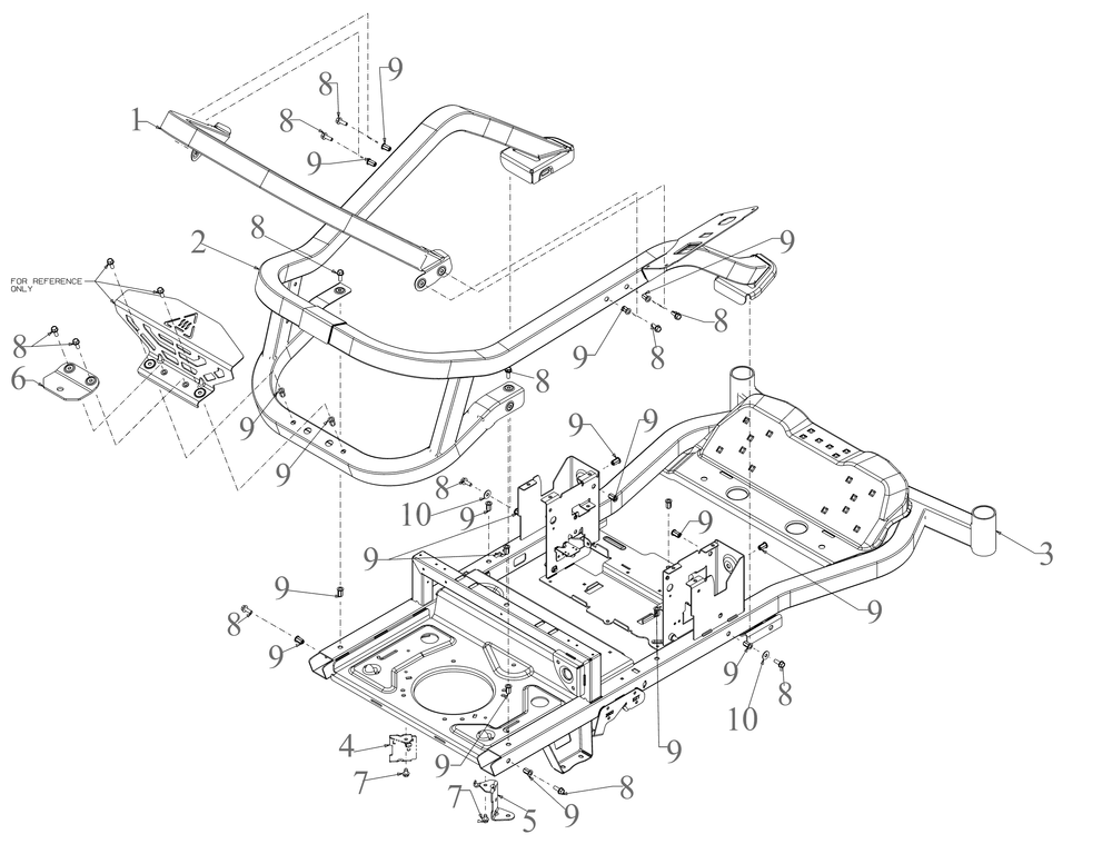 Frame Diagram and Parts List for ZT2-54KW (17RIEACI010)(2019) Cub Cadet Lawn Tractor